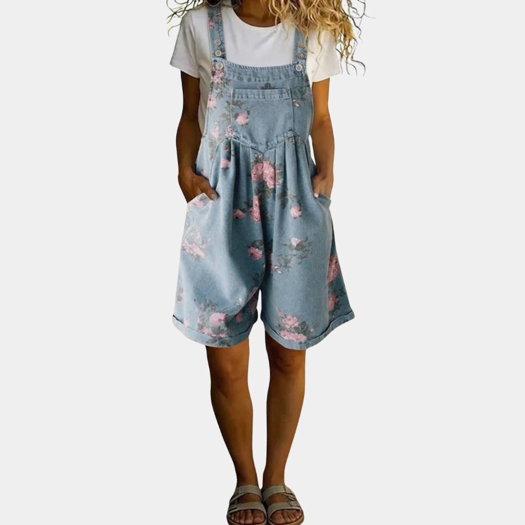 Judita - Vintage overal z opraného květovaného denimu