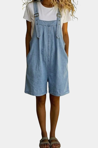 Klára - Krátký laclový overal ze světlého denimu