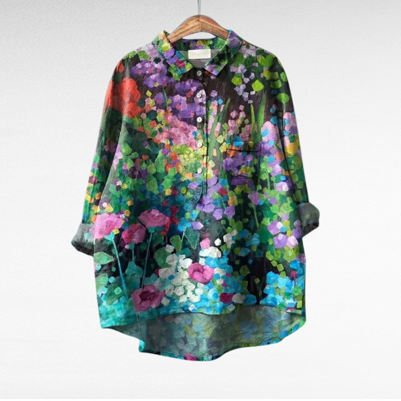 Maja | Bílá lněná halenka v klasickém letním stylu