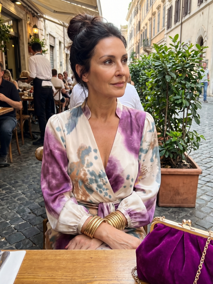 Johana | Vzorované zavinovací midi šaty s vázačkou v pase