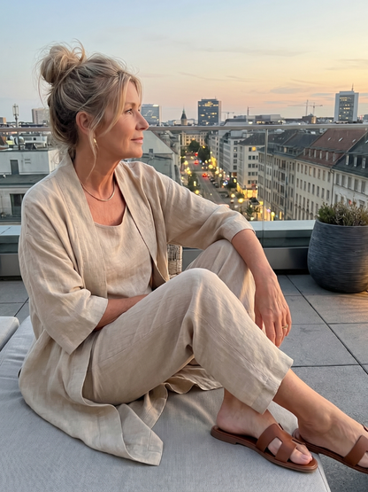 Jana | Třídílný volný komplet s topem a kalhotami