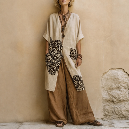 Iveta | Boho třídílný komplet s geometrickým vzorem