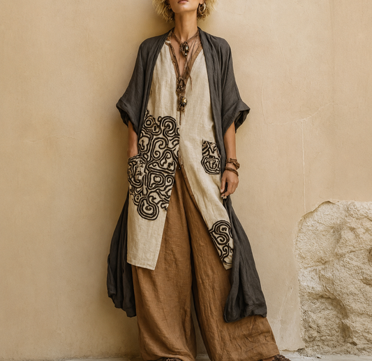 Iveta | Boho třídílný komplet s geometrickým vzorem