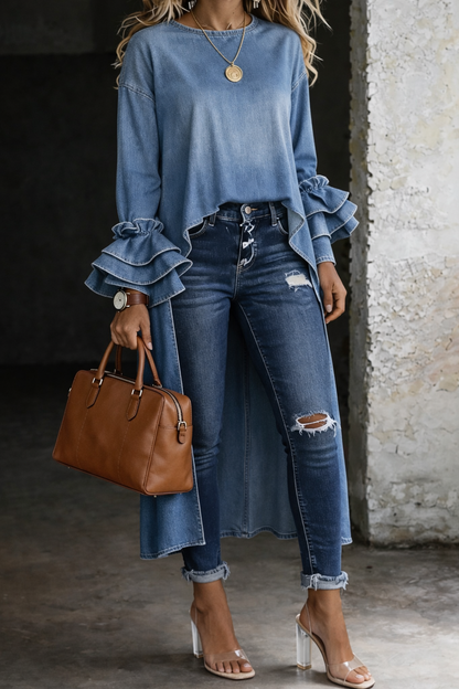 Natálie - Oversize denimová košile pro ležérní vzhled