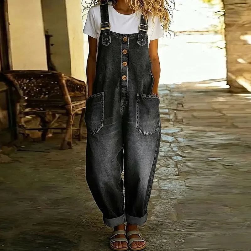 Mirka - Retro laclový overal z měkkého denimu