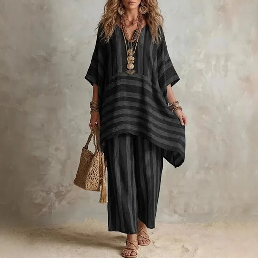 Radka | Boho dvoudílný komplet s pruhovaným vzorem