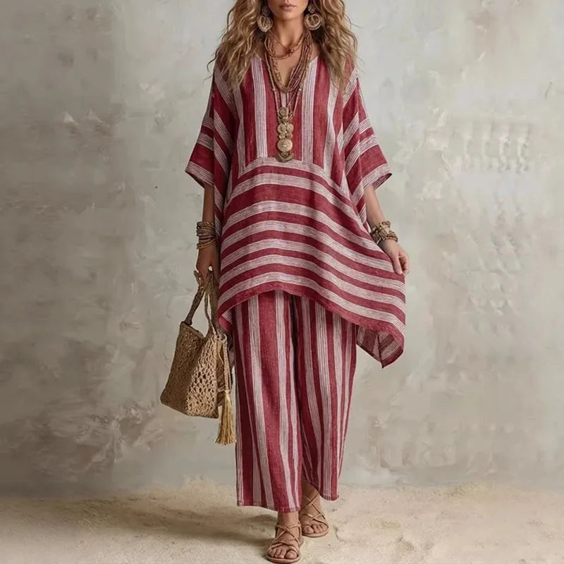 Radka | Boho dvoudílný komplet s pruhovaným vzorem