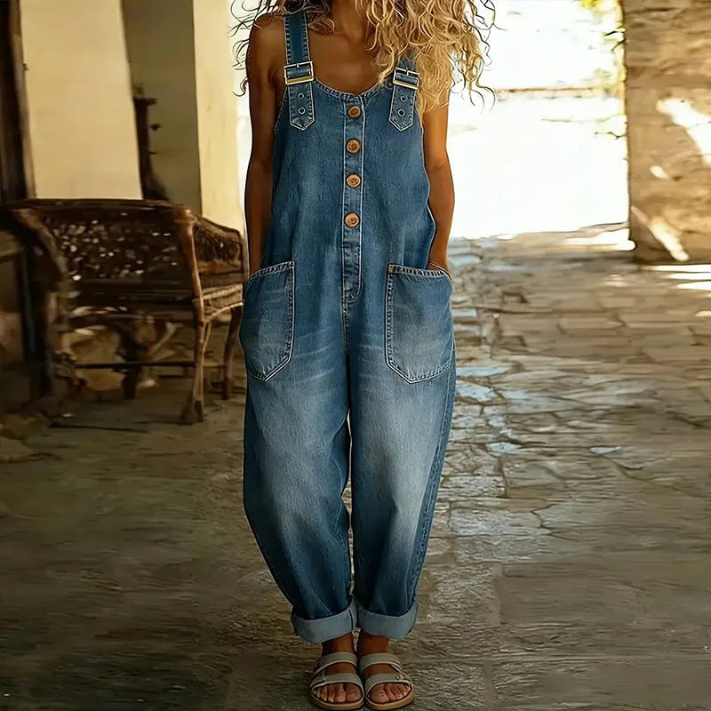 Mirka - Retro laclový overal z měkkého denimu