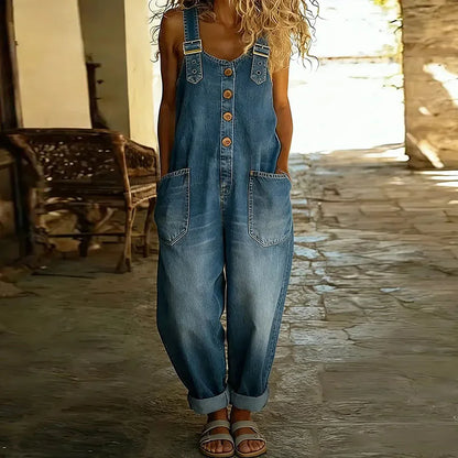 Mirka - Retro laclový overal z měkkého denimu