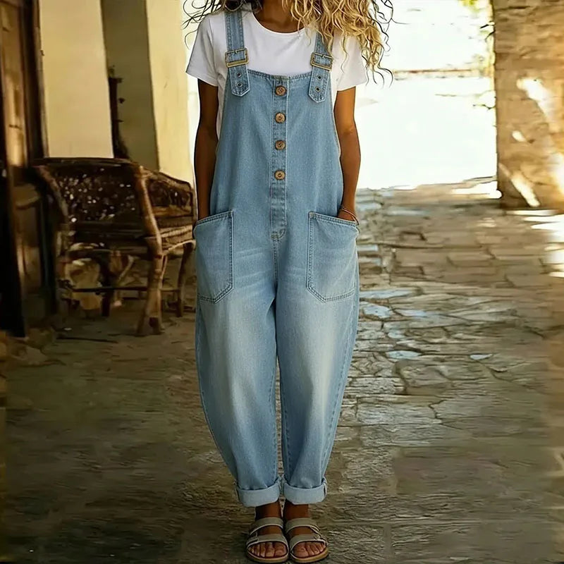 Mirka - Retro laclový overal z měkkého denimu