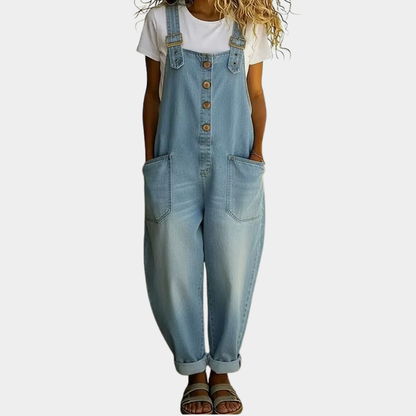 Mirka - Retro laclový overal z měkkého denimu