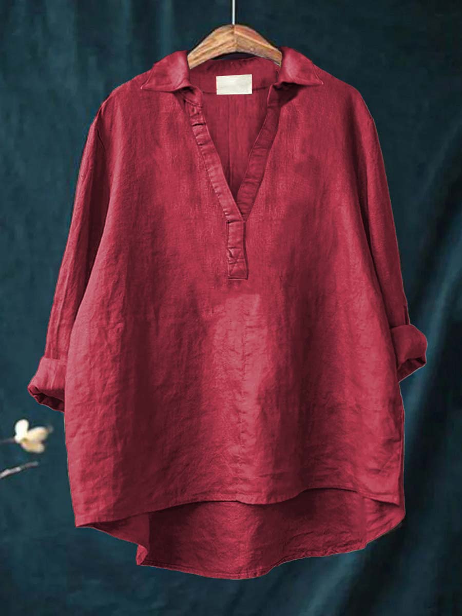 Eva | Lněná halenka v pudrově růžové