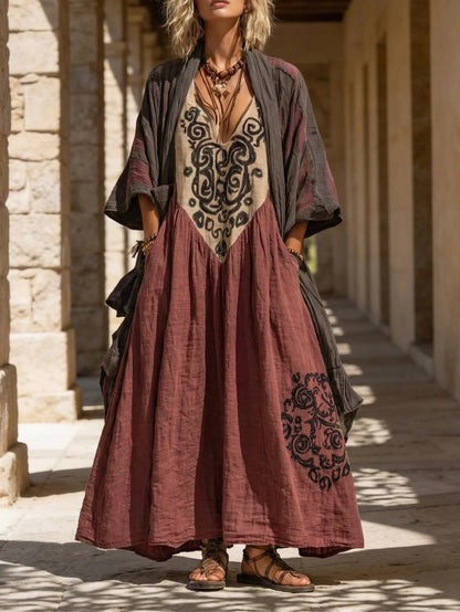 Denisa | Boho dvoudílný set s uměleckým potiskem