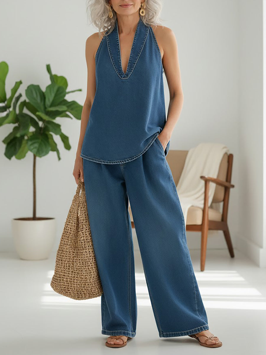 Eliška - Dvoudílný set z vintage denimu