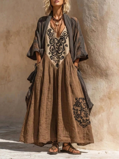 Denisa | Boho dvoudílný set s uměleckým potiskem