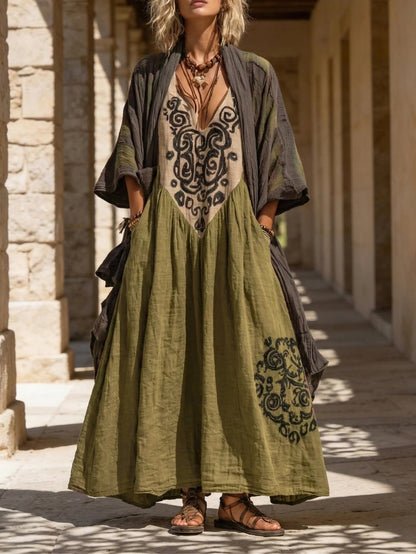 Denisa | Boho dvoudílný set s uměleckým potiskem