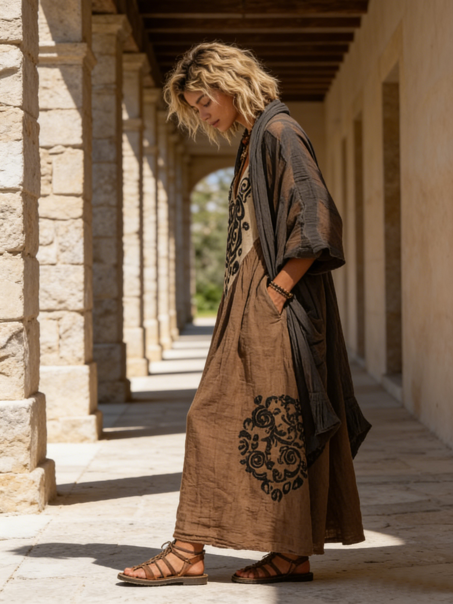 Denisa | Boho dvoudílný set s uměleckým potiskem